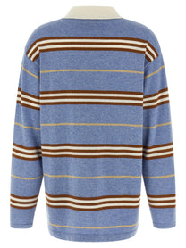Guest In Residence Striped Rugby Polo Shirt Blue