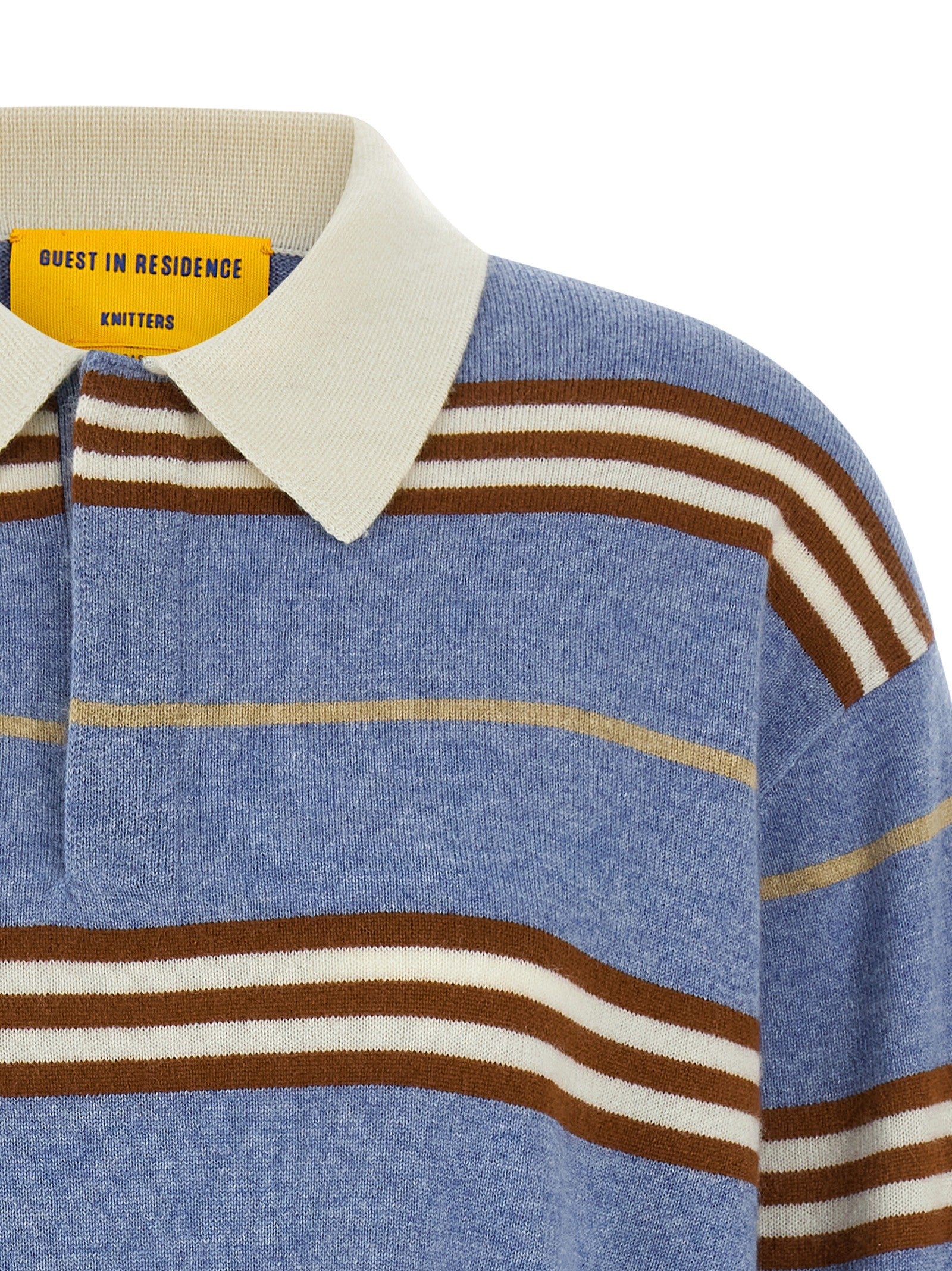 Guest In Residence Striped Rugby Polo Shirt Blue