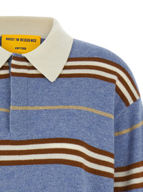 Guest In Residence Striped Rugby Polo Shirt Blue