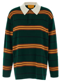 Guest In Residence Striped Rugby Polo Shirt Green