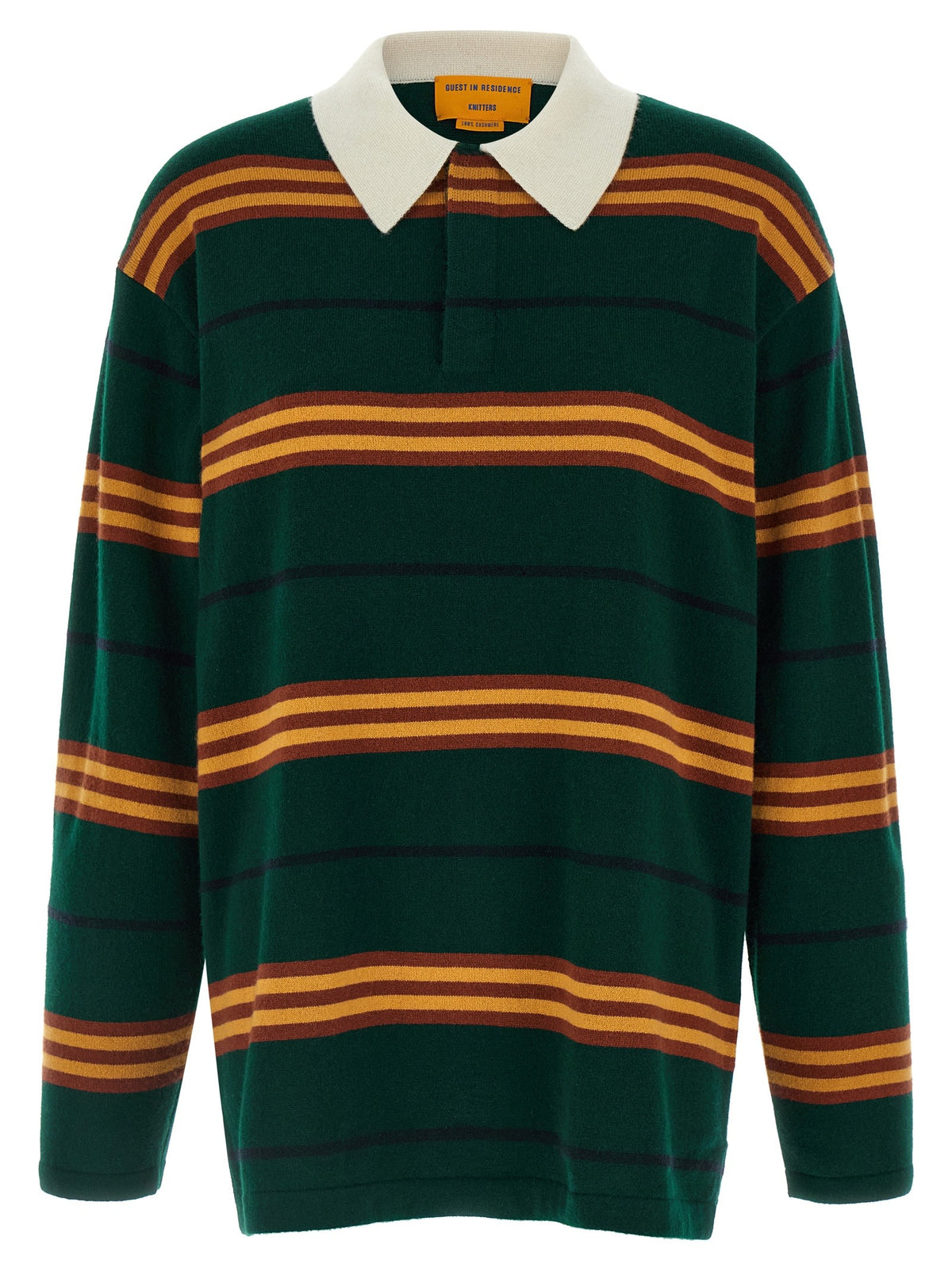 Guest In Residence Striped Rugby Polo Shirt Green