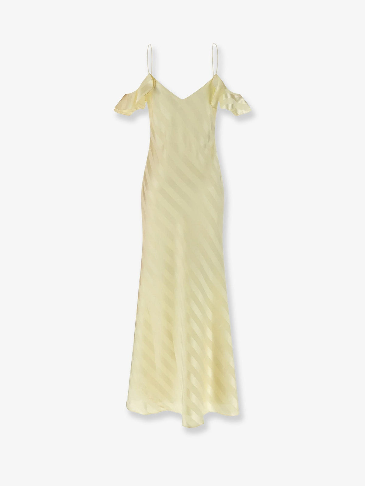 self-portrait Women's Striped Satin Long Dress Yellow, view 2
