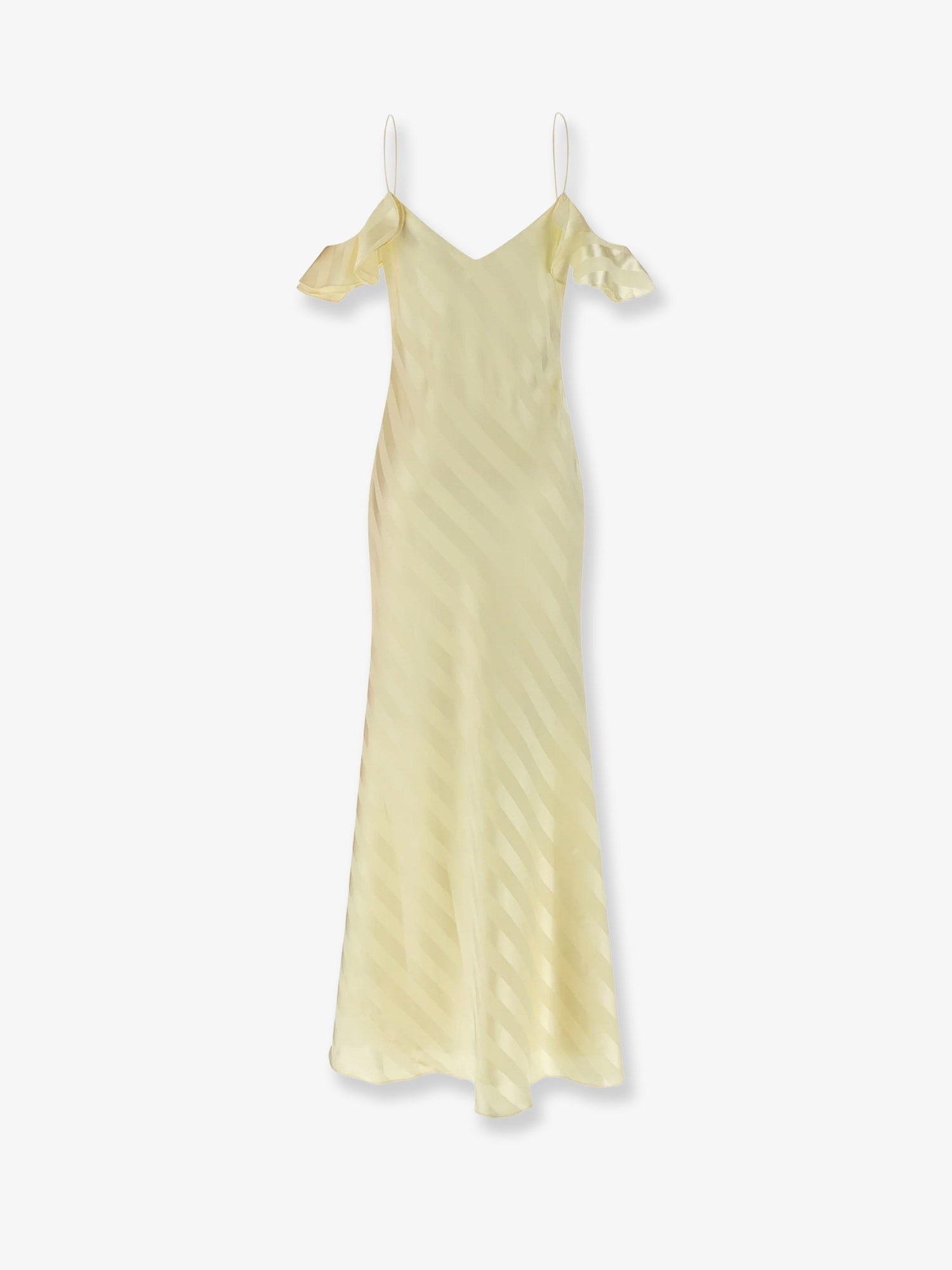 self-portrait Women's Striped Satin Long Dress Yellow