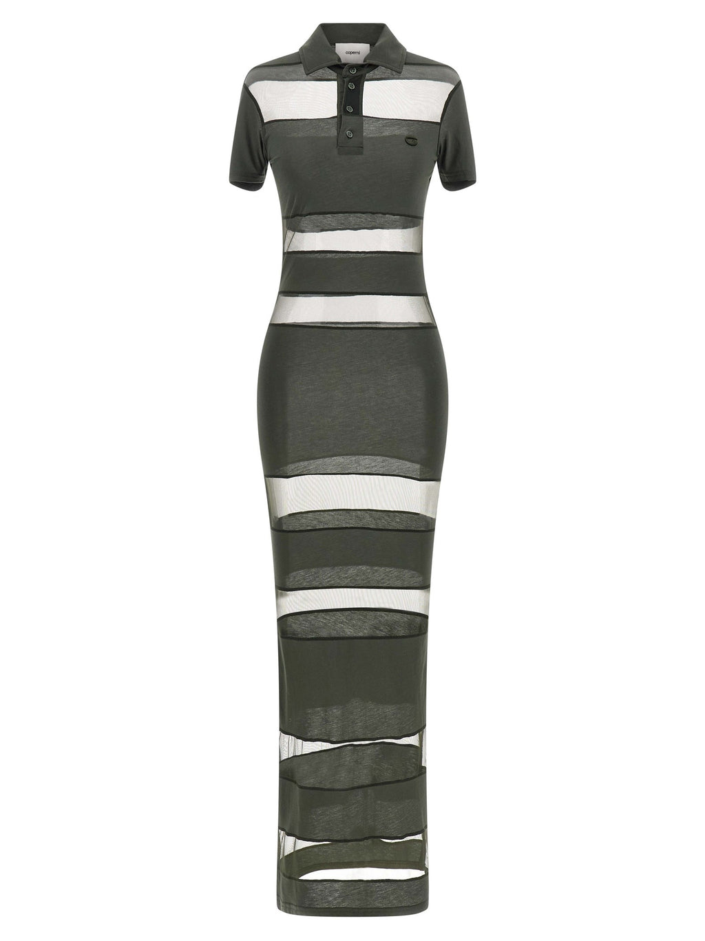 Coperni Striped Sheer Polo Dress Green