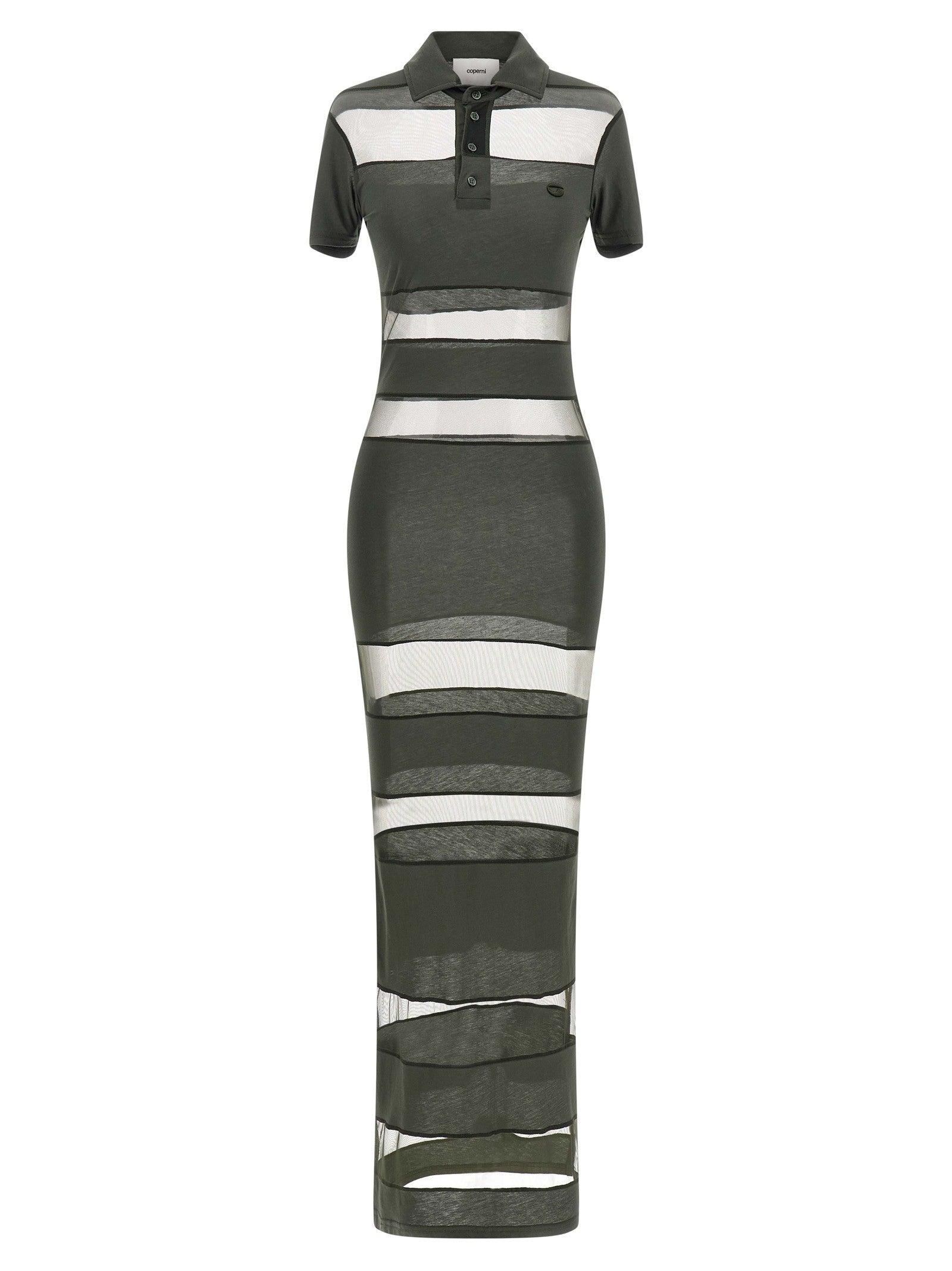 Coperni Striped Sheer Polo Dress Green