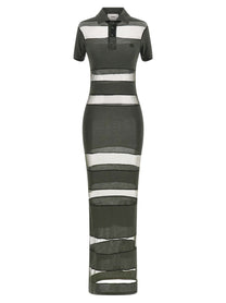 Coperni Striped Sheer Polo Dress Green