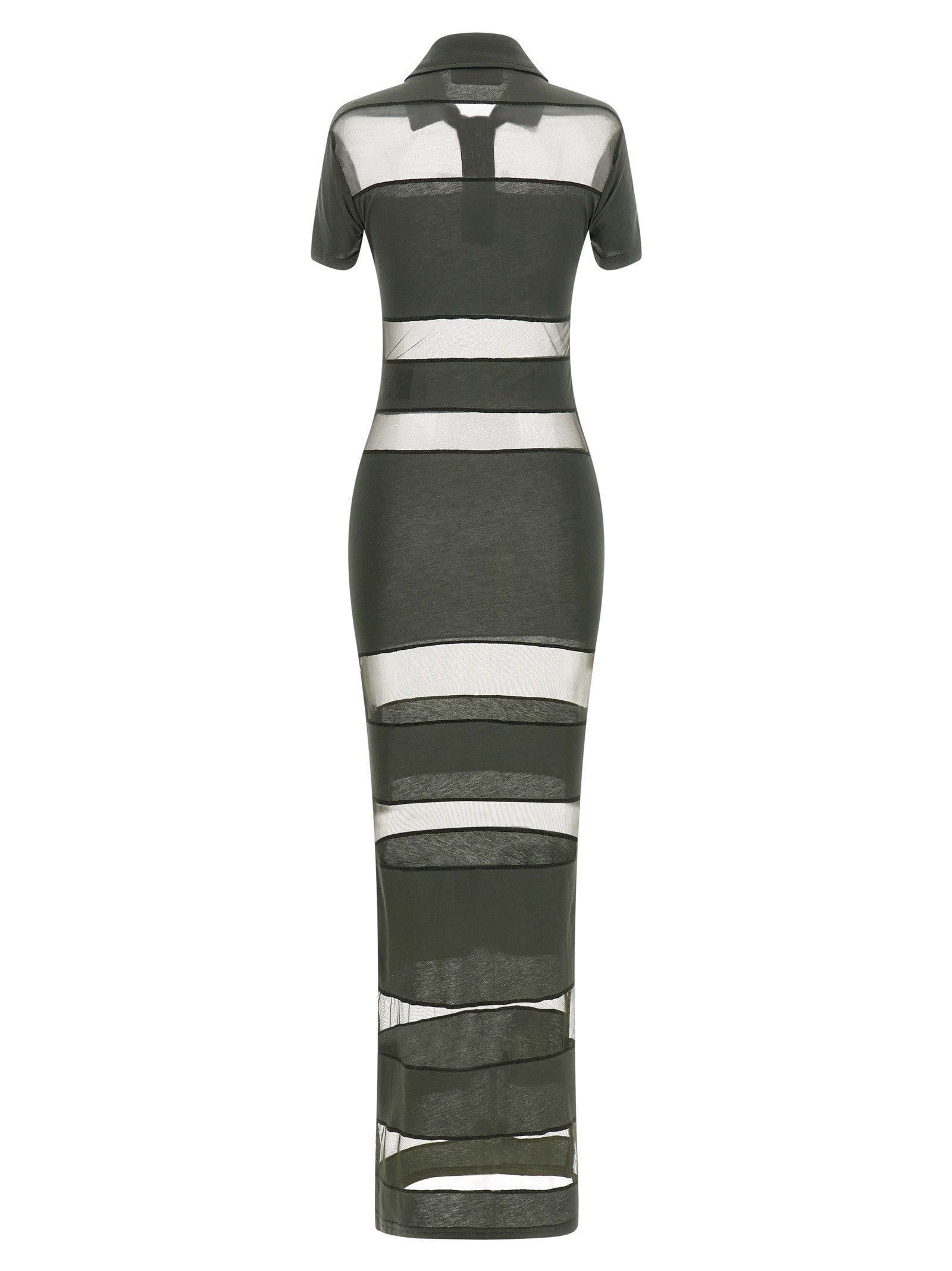 Coperni Striped Sheer Polo Dress Green