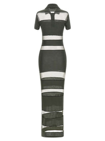 Coperni Striped Sheer Polo Dress Green