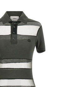 Coperni Striped Sheer Polo Dress Green
