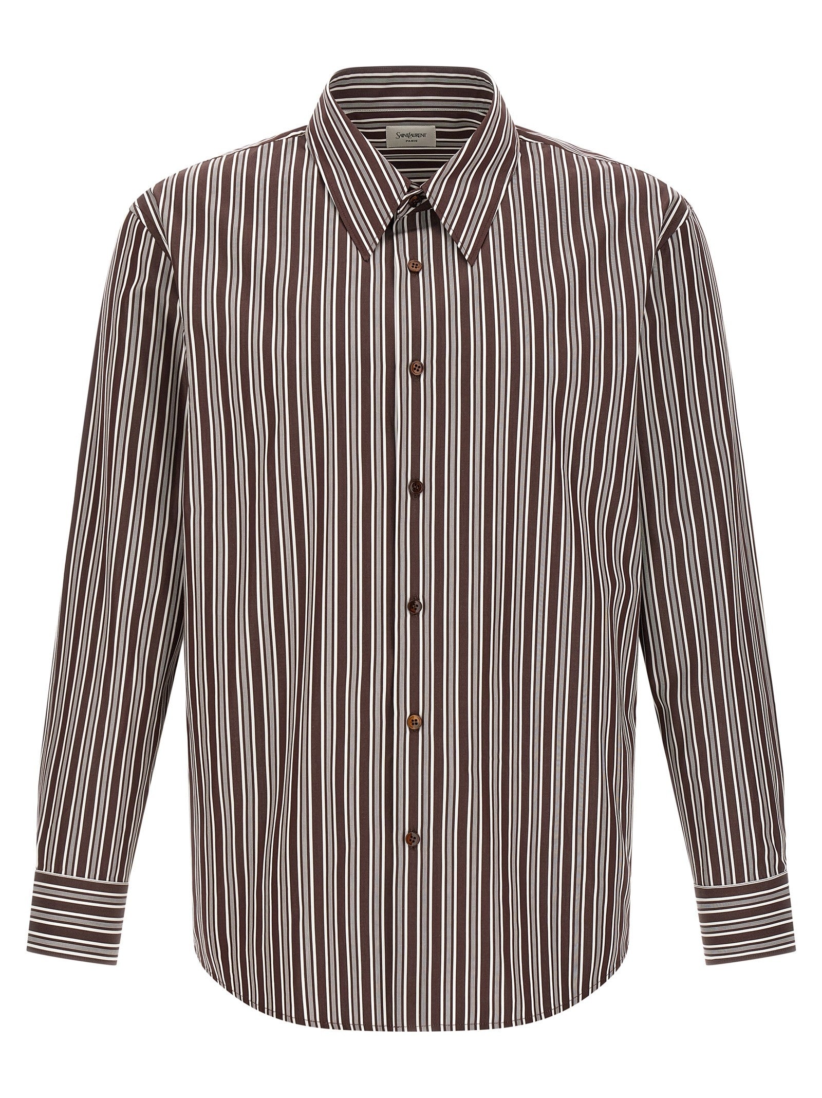 Saint Laurent Striped Shirt Brown
