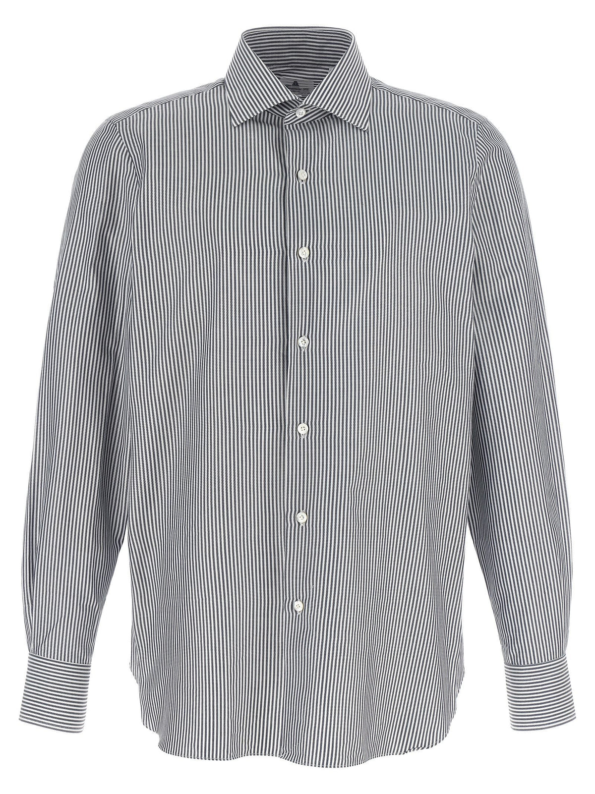 Finamore Striped Shirt Blue
