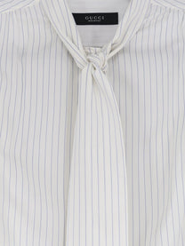 Gucci Women's Striped Silk Shirt White