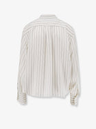 Brunello Cucinelli Women's Striped Silk Shirt Black, view 2