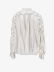 Brunello Cucinelli Women's Striped Silk Shirt Black