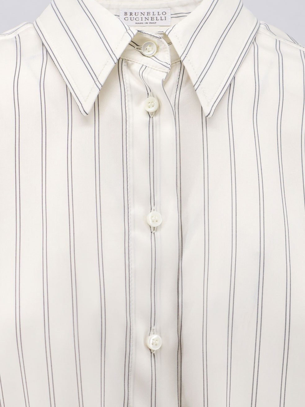 Brunello Cucinelli Women's Striped Silk Shirt Black
