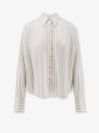 Brunello Cucinelli Women's Striped Silk Shirt Black