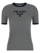 PRADA Striped Silk Shirt Blue