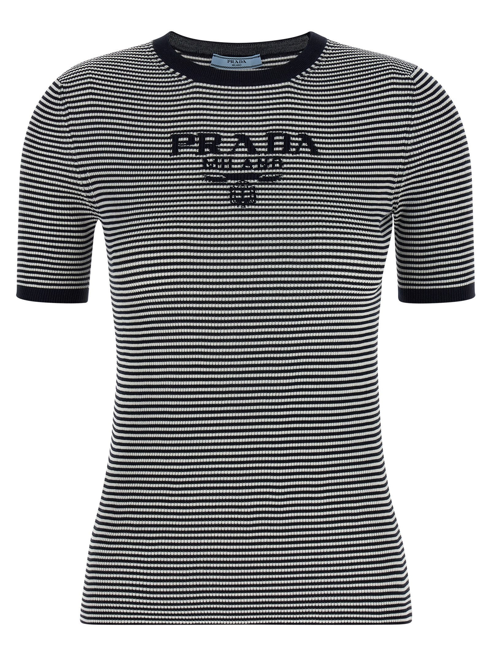 PRADA Striped Silk Shirt Blue