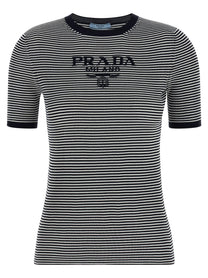 PRADA Striped Silk Shirt Blue