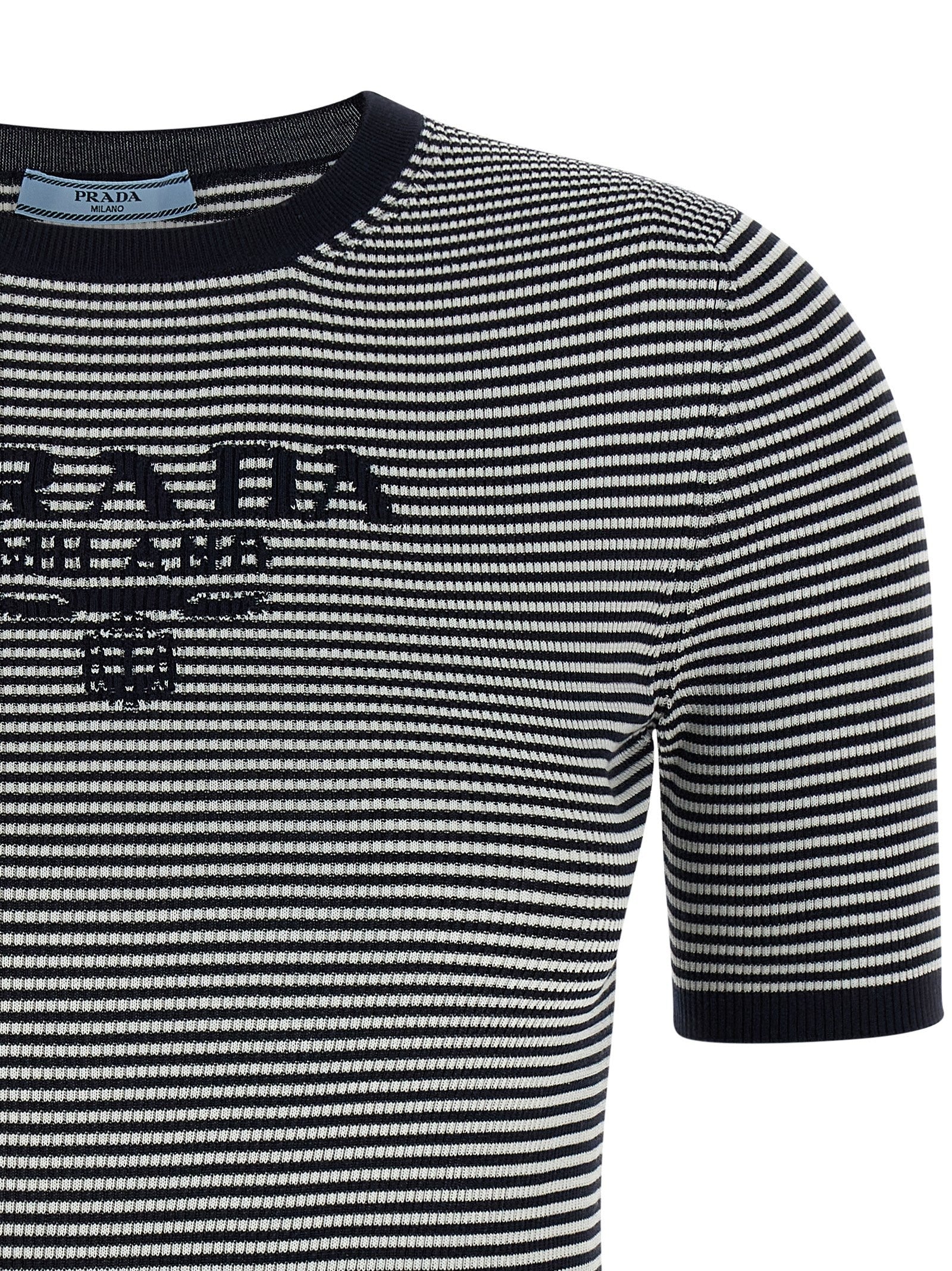 PRADA Striped Silk Shirt Blue