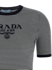 PRADA Striped Silk Shirt Blue