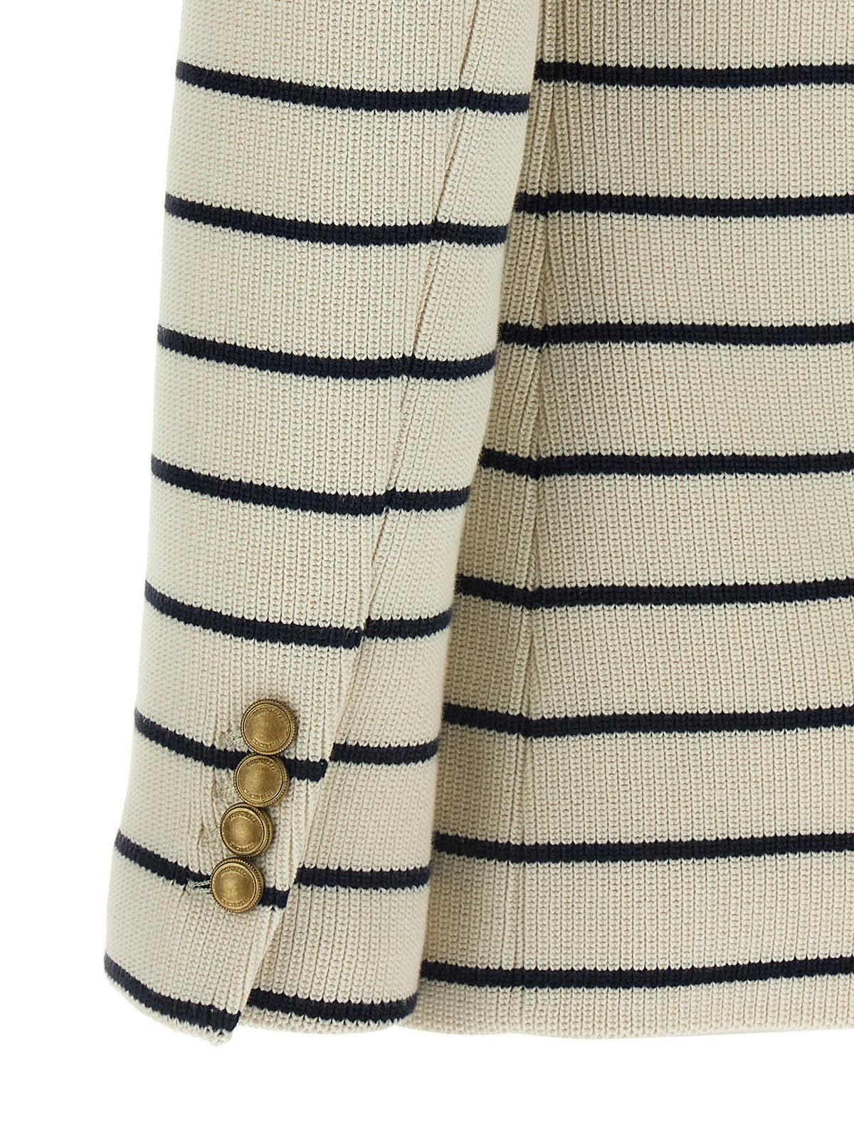 Brunello Cucinelli Striped Sweater Blazer Blue, view 4