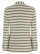 Brunello Cucinelli Striped Sweater Blazer Blue, view 2
