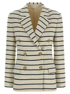 Brunello Cucinelli Striped Sweater Blazer Blue