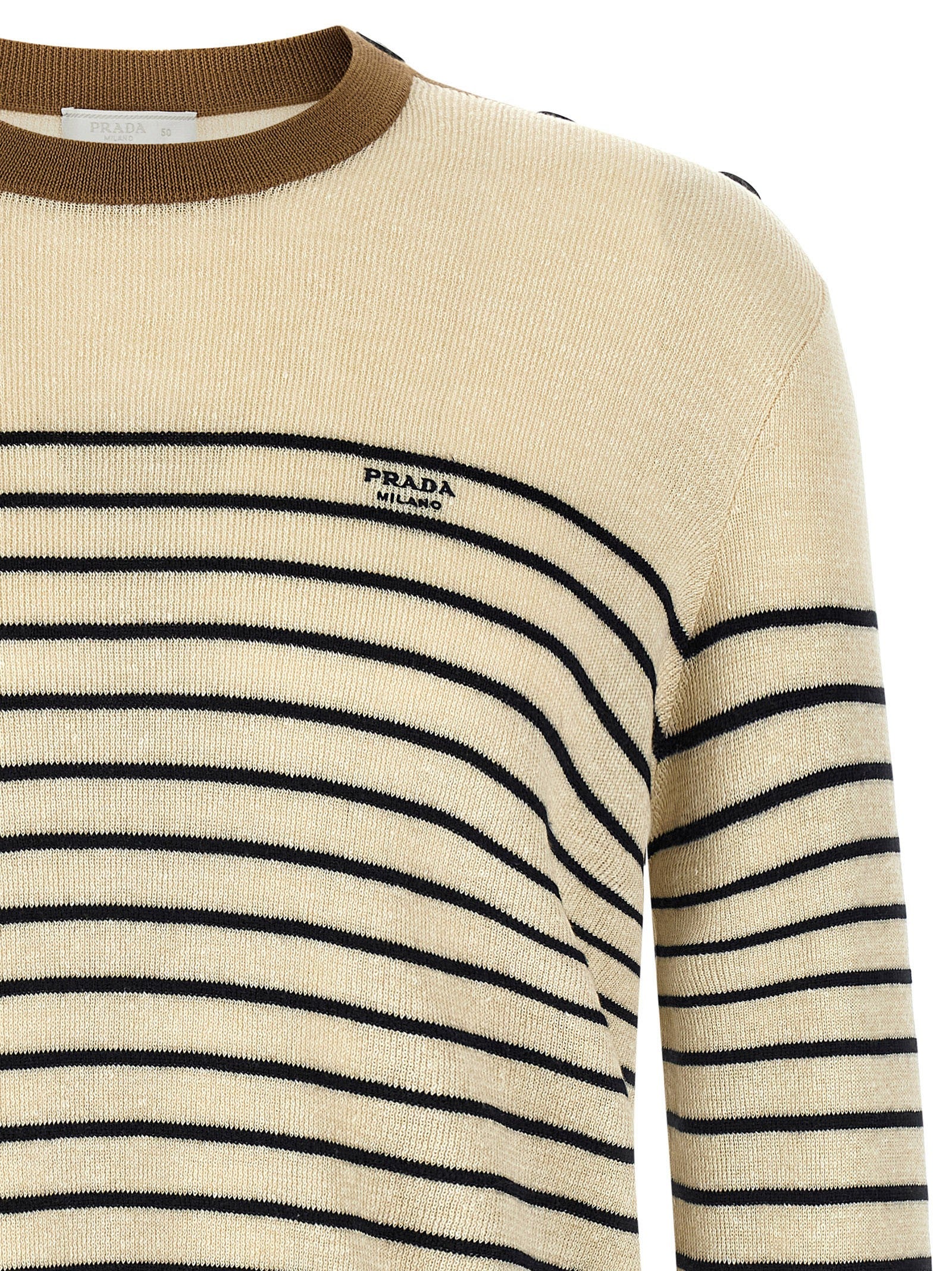 PRADA Striped Sweater Beige