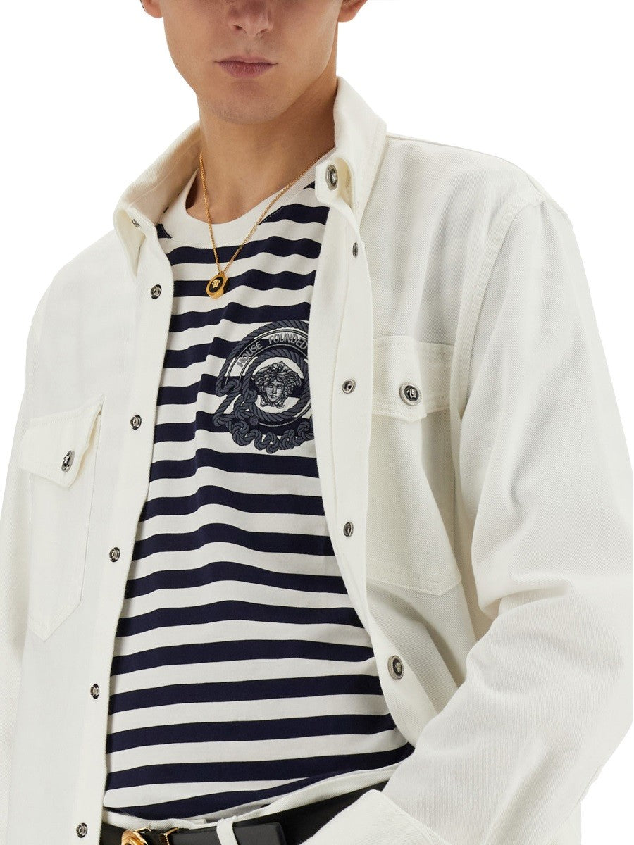 Versace Men's Striped Shirt Multicolor