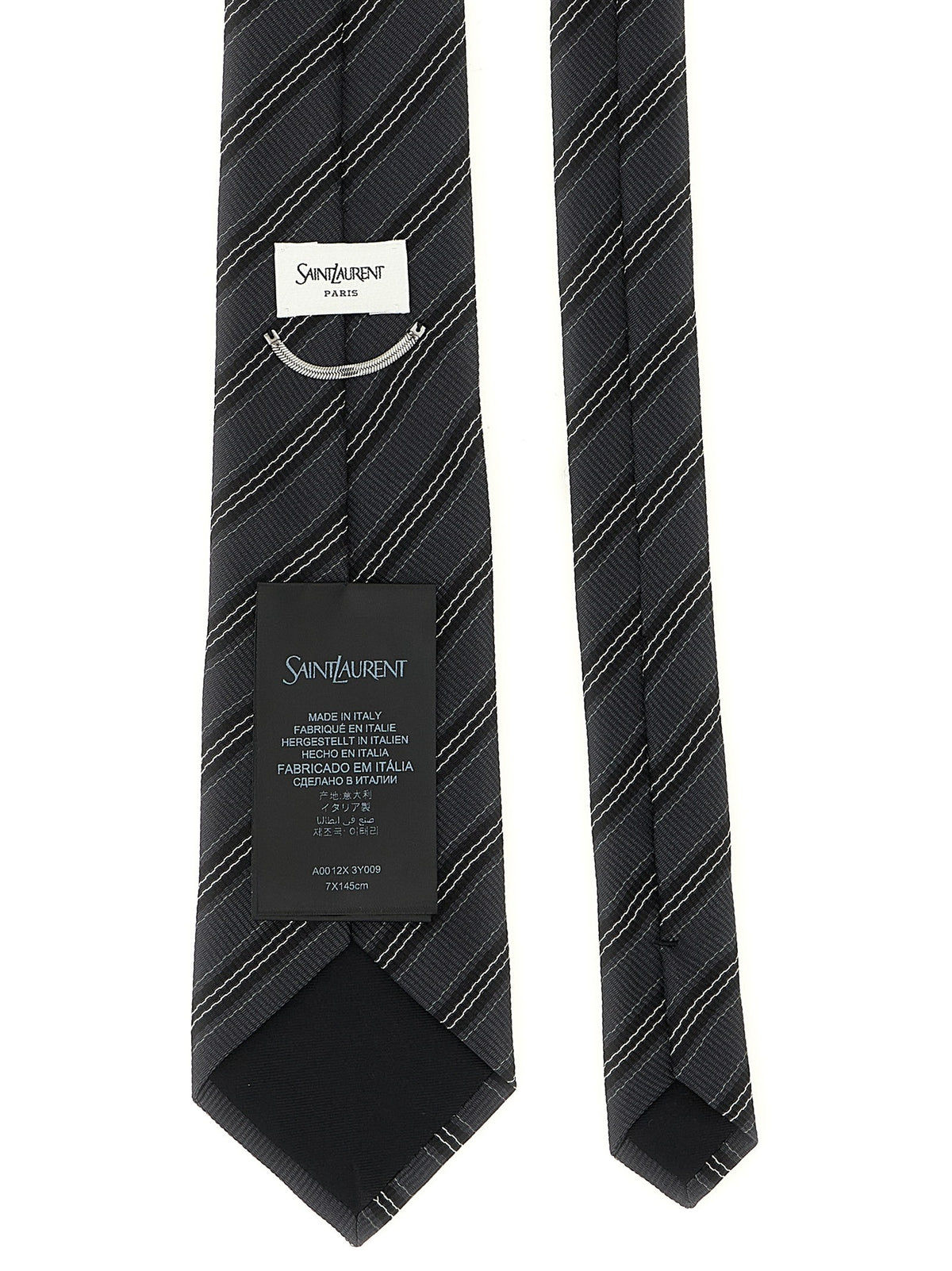 Saint Laurent Striped Tie Grey, view 2