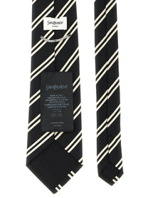 Saint Laurent Striped Tie Black