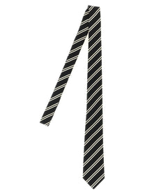 Saint Laurent Striped Tie Black