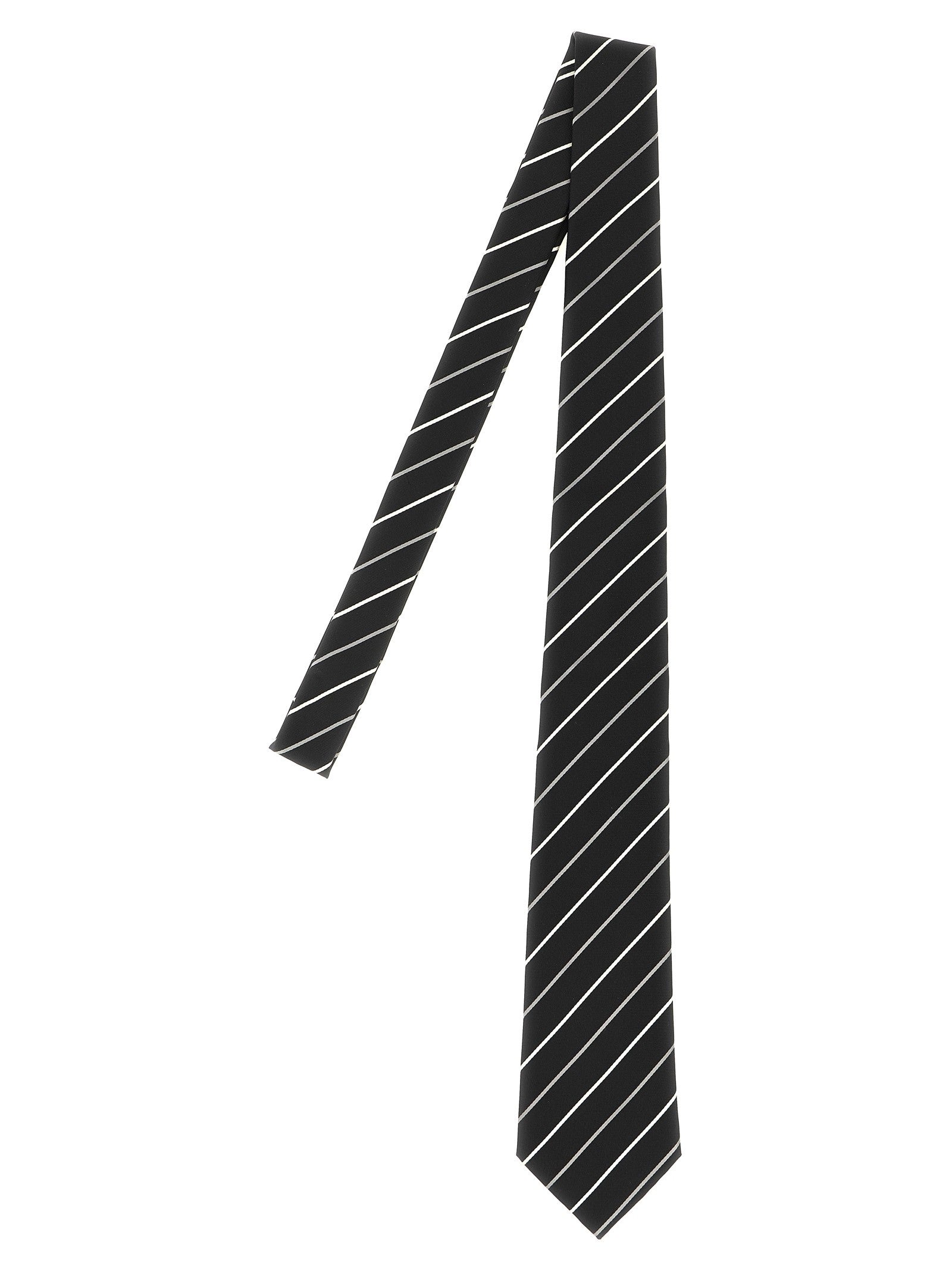 Saint Laurent Striped Tie Black