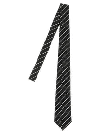 Saint Laurent Striped Tie Black