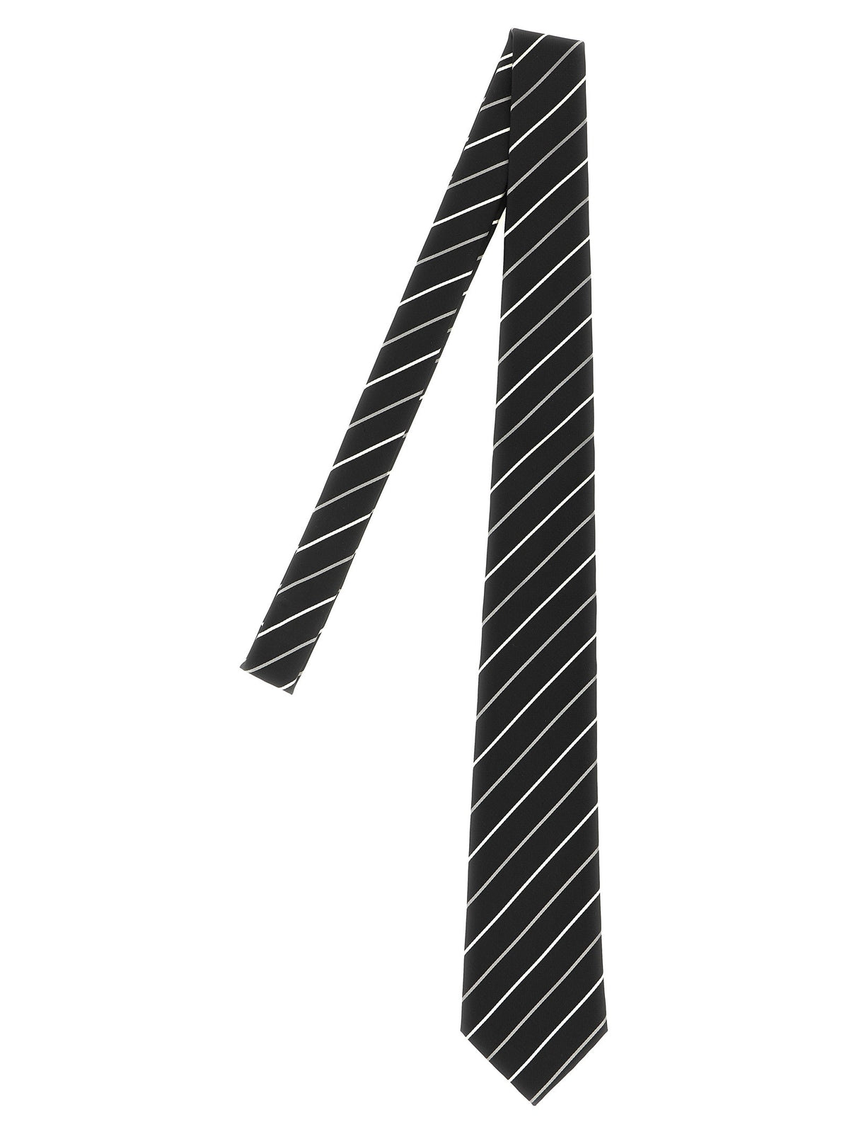 Saint Laurent Striped Tie Black