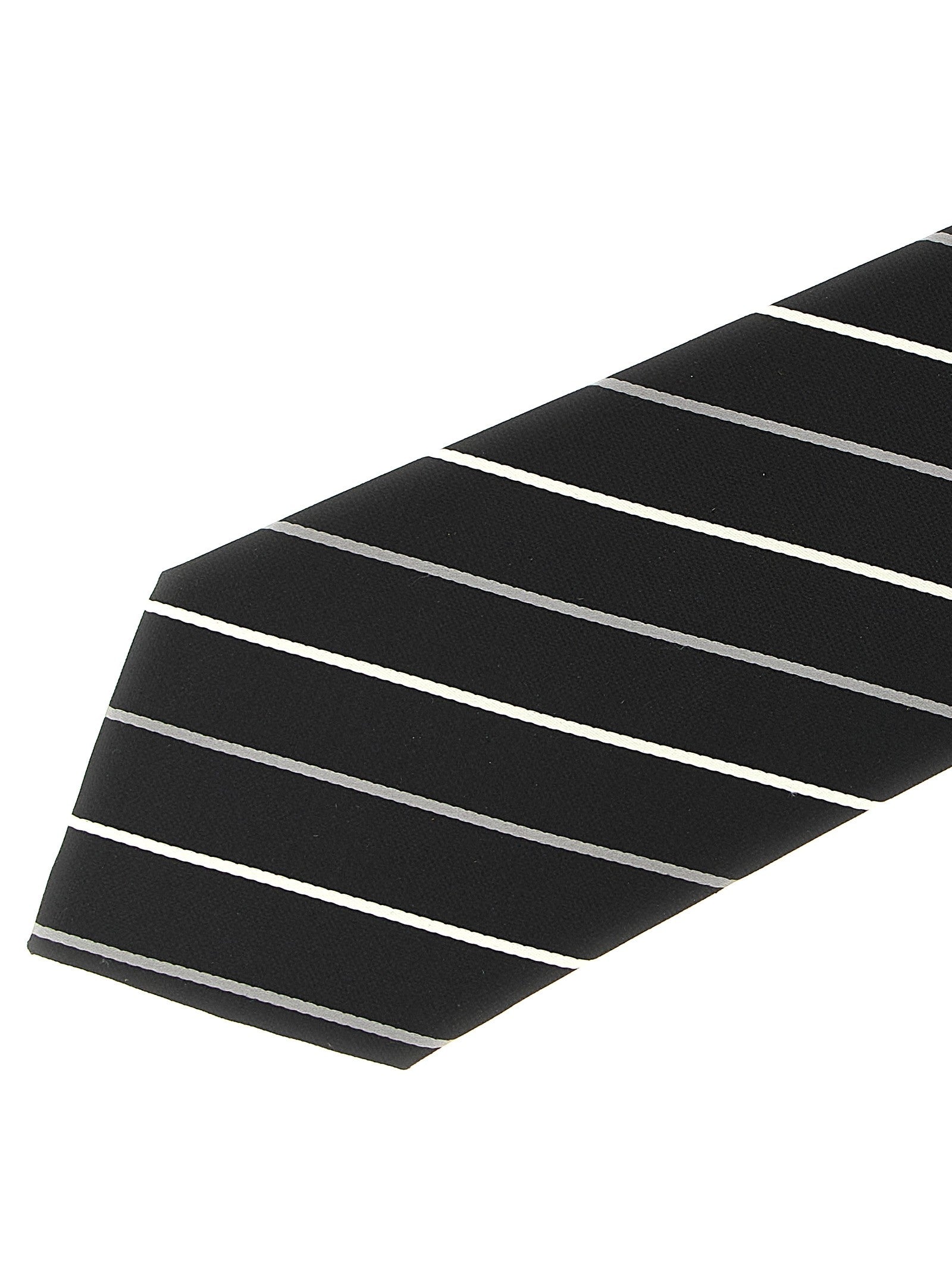 Saint Laurent Striped Tie Black