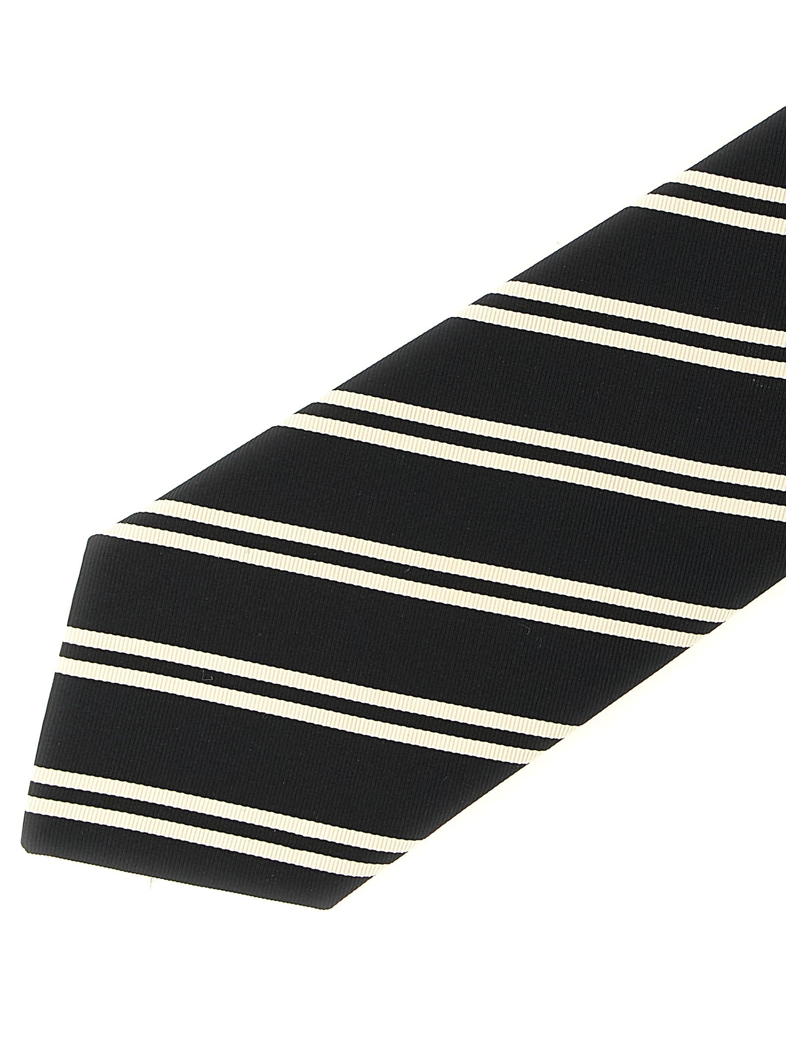 Saint Laurent Striped Tie Black