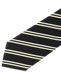 Saint Laurent Striped Tie Black