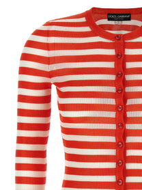 Dolce &amp; Gabbana Striped Viscose Cardigan Orange