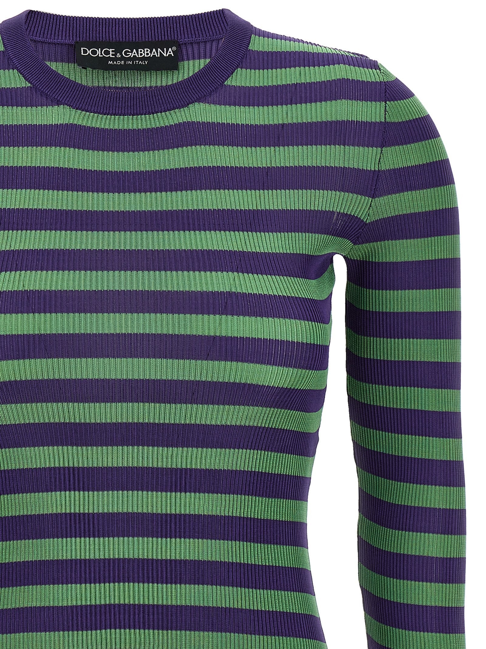 Dolce &amp; Gabbana Striped Viscose Sweater Gold