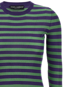 Dolce &amp; Gabbana Striped Viscose Sweater Gold