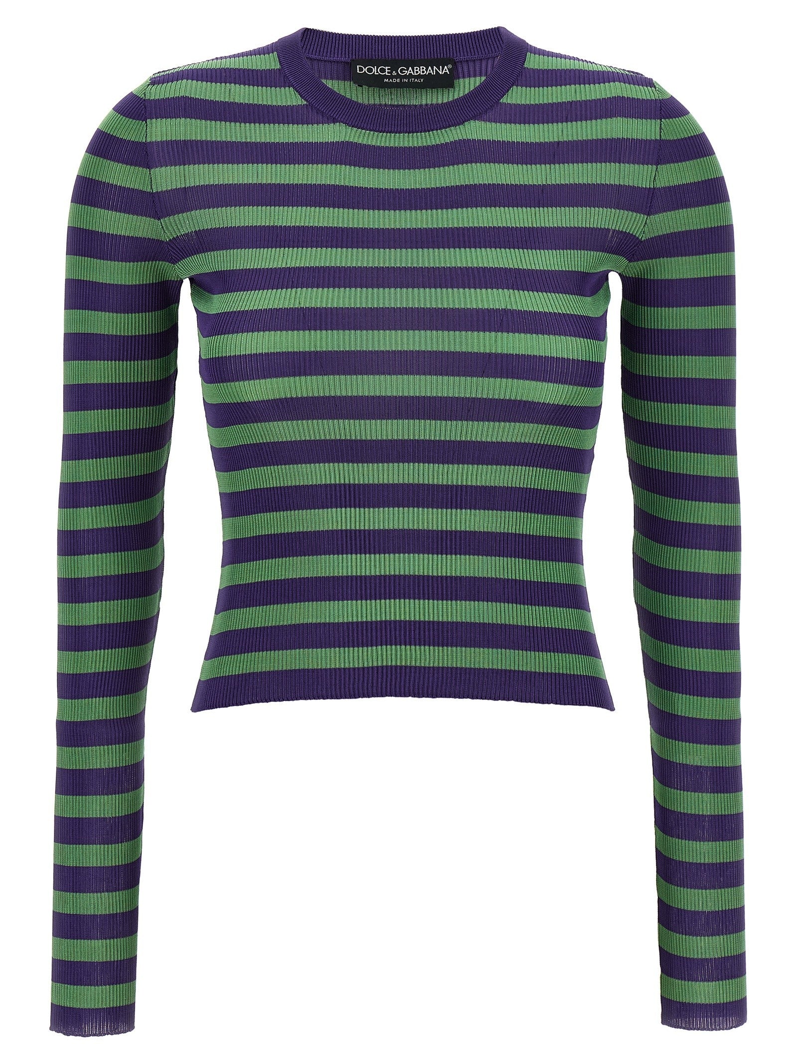 Dolce &amp; Gabbana Striped Viscose Sweater Gold