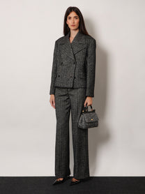 Dolce &amp; Gabbana Women's Striped Wool Blend Trousers Pattern