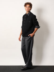 Tonywack Unisex Striped Wool Blend Unisex Shirt Grey