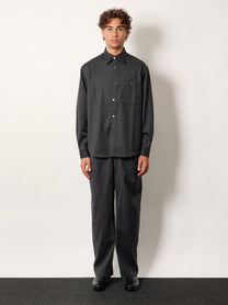 Tonywack Unisex Striped Wool Blend Unisex Shirt Grey