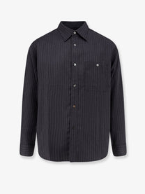 Tonywack Unisex Striped Wool Blend Unisex Shirt Grey