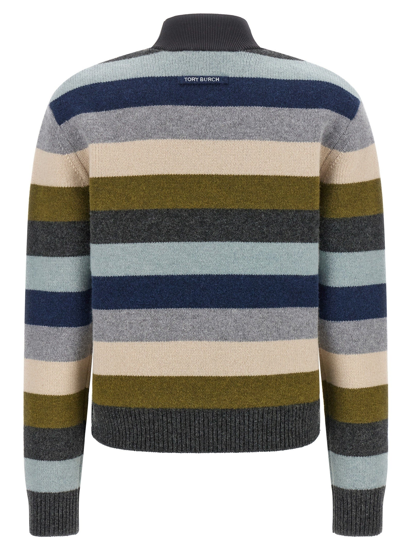Tory Burch Striped Wool Sweater Gold