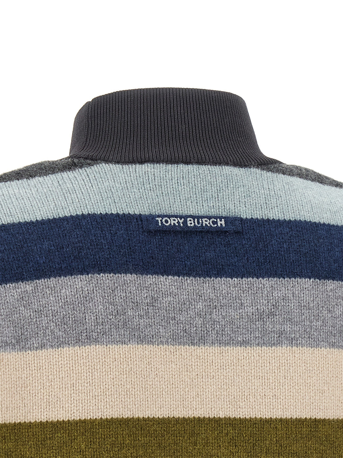 Tory Burch Striped Wool Sweater Gold