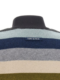 Tory Burch Striped Wool Sweater Gold